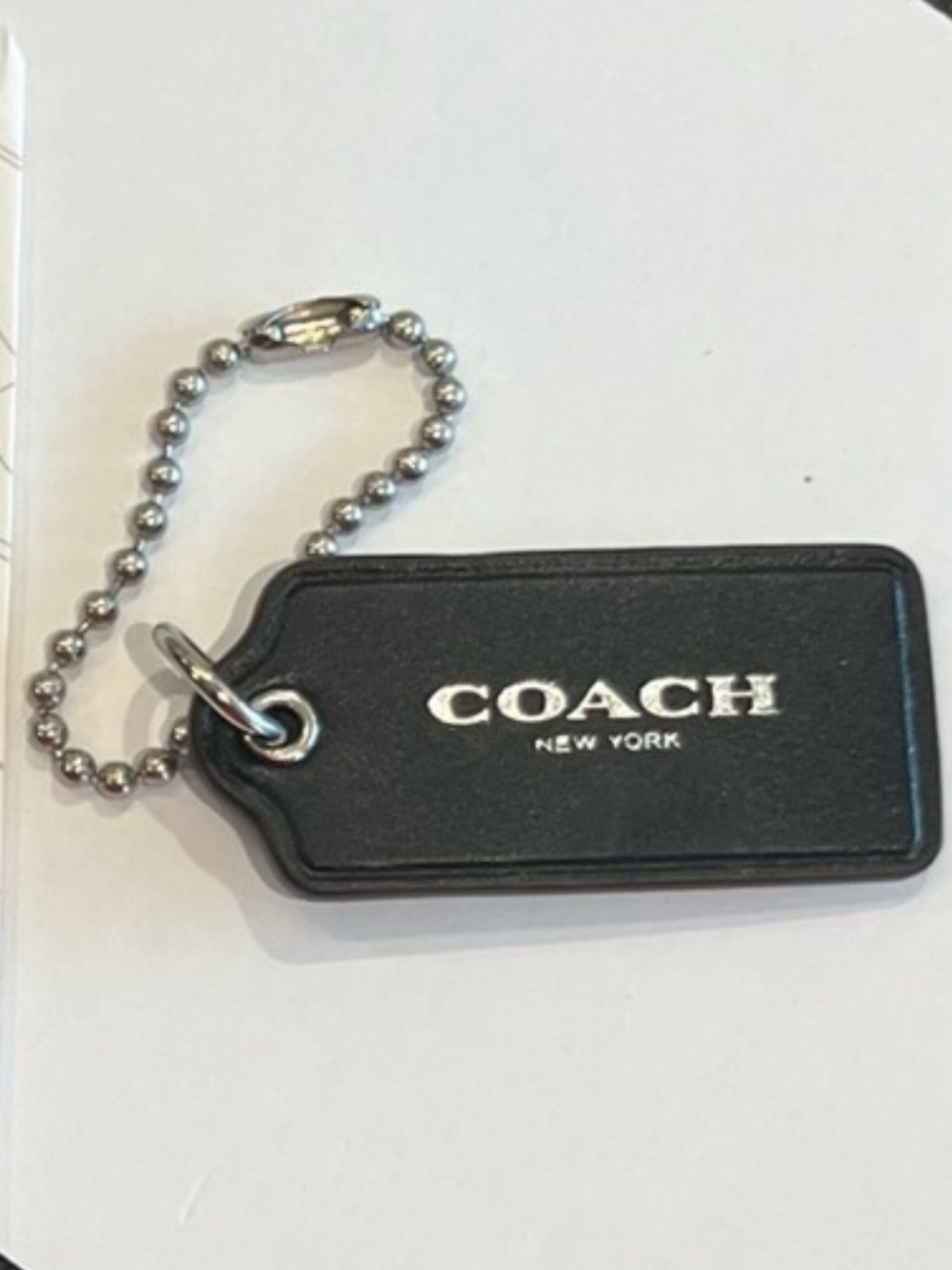 Coach Black (w/Silver Lettering) Leather Hangtag (includes silver chain)(EUC)
